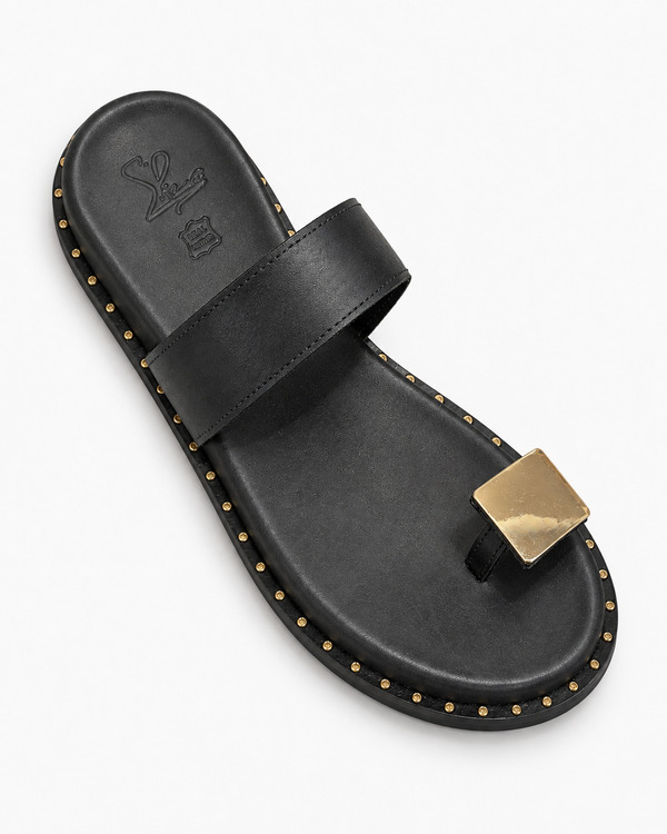MILA – סנדלי לה גלרי – עור שחור – תמונה 3